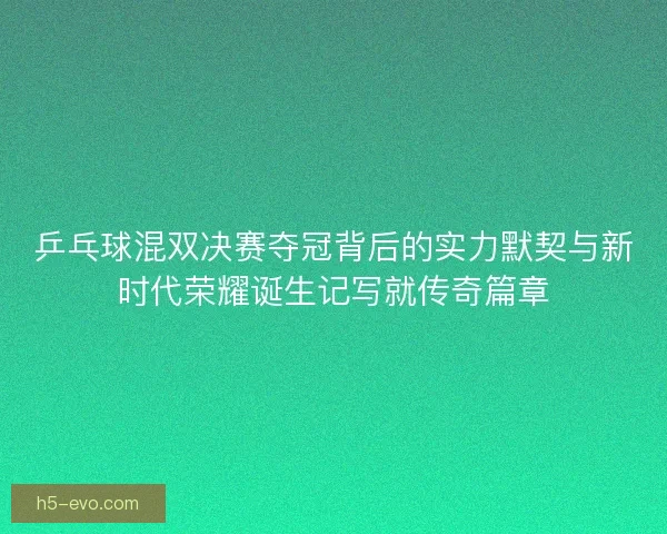 乒乓球混双决赛夺冠背后的实力默契与新时代荣耀诞生记写就传奇篇章